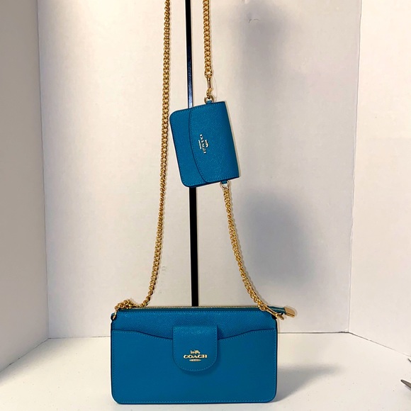 Coach Poppy Crossbody & Coin Purse 2pc Set Teal - Picture 10 of 11